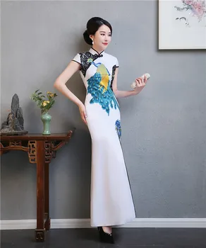 Plus Veľkosť 3XL 4XL 5XL Čínsky Vintage Výšivky Lady Qipao Módne Ručné Tlačidlo Cheongsam Novinka Čínskej Formálne Šaty