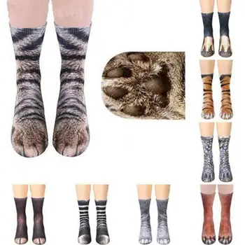 3D Tlač Zvierat Nohy Kopyto Packa Nohy Posádky Ponožky Dospelých Digitálne Simulácie Unisex Ponožky Tiger Pes, Mačka Ponožka