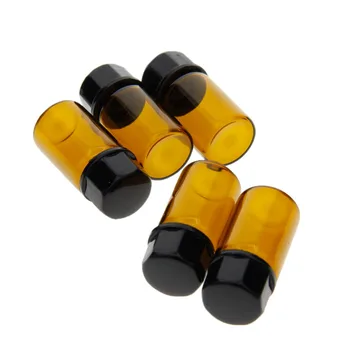 5 ks/lot 1 ml/2ml/3ml Mini Amber Sklo Esenciálny Olej Reagencie Naplniteľné Vzorky Fľaša Hnedej Sklenených Fľaštičkách S Spp #246907