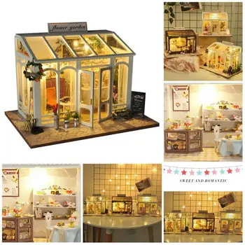 Bábika Dom Nábytku Diy domček pre bábiky 3D Drevené miniatúrny domček pre bábiky Hračky pre Deti Narodeninám rýchle dodanie