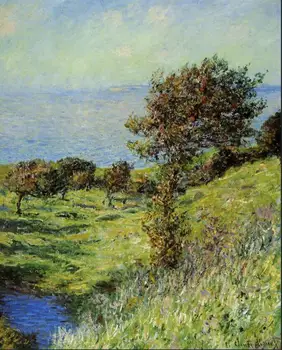 Vysoko kvalitné olejomaľby na Plátne Reprodukcie Útesy Varengeville, Poryv Vetra (1881) tým, Claude Monet ručne maľované