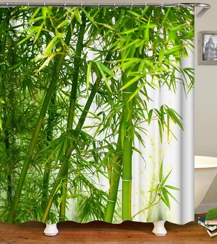 Bambusové sprchový záves zelená polyester textílie dekorácií v kúpeľni sprchovací záves veľké vaňa opony