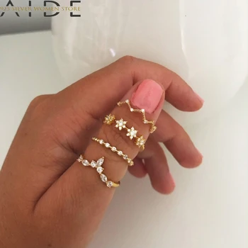 AIDE Snowflake Prstene Pre Ženy, Dievčatá 925 Strieborný Prsteň 2020 Trend Anillos Mujer Jemné Šperky Párové Krúžky Veľkoobchod #5.8