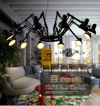 Nordic obývacia izba jedáleň lampa Americký minimalistický tvorivé železa moderný office Vintage priemyselné spider Luster svetlá