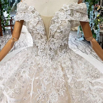 HTL410 opuchnuté Svadobné Šaty 2020 mimo ramenný milú sexy letné svadobné šaty pre dievča dlhý vlak vestido de noiva princesa