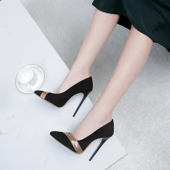 MoonMeek plus veľkosť 34-47 módy nové topánky žena ukázal prst plytké super vysoké tenké podpätky, topánky žena plytké prom topánky ženy