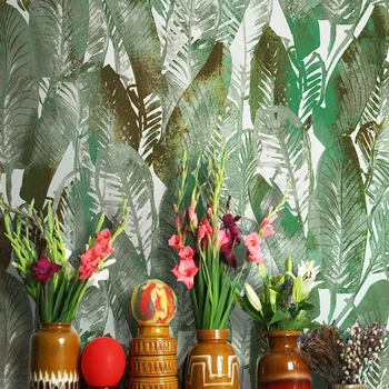 Tropické Tlače Tapety Maľby Dažďových pralesov, Banánové listy Iny Photo Studio Papier Pozadí Steny Vodotesný pre Obchod Steny