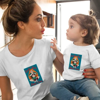 Vtipné Disney Princezná Série Mama a Syn, Dcéra Oblečenie Móda All-zápas Instagram Top Bežné Rodinné Pozrite Zodpovedajúce Oblečenie