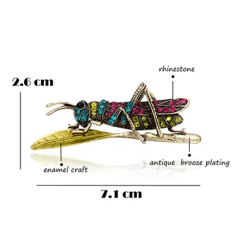 Morkopela Locust Hmyzu Brošňa Pin Veľké Kobylky Kolíky a Brošne Drahokamu Kytice Oblečenie Klip Kovové Šatku Klip