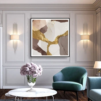 Steny Umenie Abstraktné Maliarske Plátno Golden Line Art Plagáty A Vytlačí Miestnosti Dekorácie Na Stenu Obrázky Pre Obývacia Izba Domova