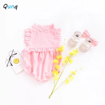 Qunq Dievčatká Kombinézach Lete Prehrabať Sladké Dieťa Dievča Oblečenie 2020 Nové Solid Farba Hot Novorodencov 1 Rok Narodeniny Kostým