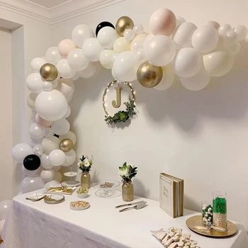 91pcs zlato biele zmiešané latexový balón dieťa happy birthday party dekorácie balón garland dospelých výročie party dekor globos