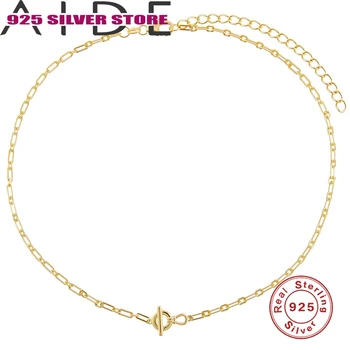 Aide 925 Sterling Silver Láska Pearl Náhrdelníky pre Ženy Zlato Vrstvený Reťazca Náhrdelník Šperky Perličiek Lariat Zlatá Farba Šperky Darček