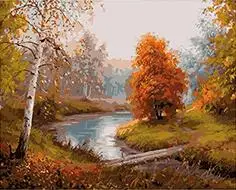 Cioioil-T064 Jesenné rieky krajinný obraz maľovanie podľa čísel, umelecké plátno, maľovanie na home decor