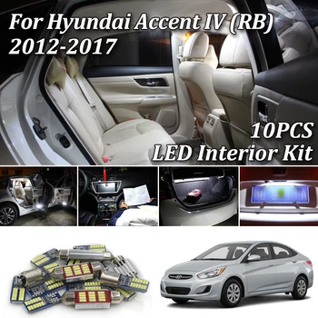 10Pcs Biela, Canbus led interiéru Vozidla svetla Kit Na roky 2012 - 2016 2017 Hyundai Akcent IV (RB) led Dome batožinového priestoru špz Lampa