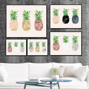 Domáce Dekorácie Tlač Plátno na Stenu Umenie Obrázok, Plagát Obrazy Horizontálne Mramor, banány, ananás, horizontálna doska