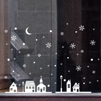 Vianočné Nálepky na Stenu Domova Obchod, Okenné Dekorácie, Závesné Jingle Bell Snowflake Sobov abstraktných de parede#20