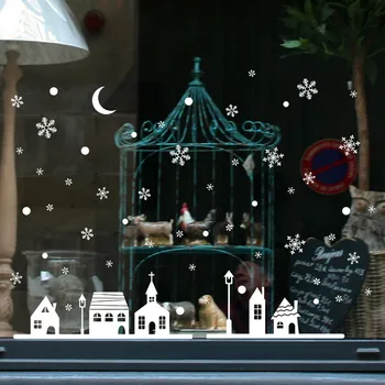Vianočné Nálepky na Stenu Domova Obchod, Okenné Dekorácie, Závesné Jingle Bell Snowflake Sobov abstraktných de parede#20