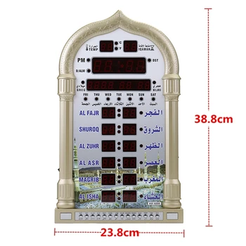 12V Mešita obec azan Kalendár Moslimské Modlitby Nástenné Hodiny Alarm Ramadánu Domova + Diaľkové Ovládanie EÚ Plug