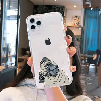 Pug Psa francúzsky Buldog zvierat Telefón Prípade Transparentné pre iPhone 6 7 8 11 12 s mini pro X XS XR MAX Plus kryt funda shell