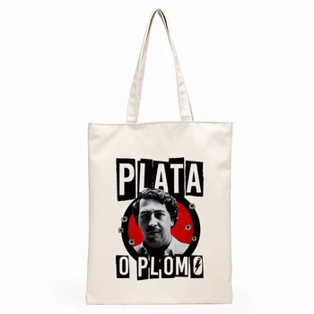 Pablo Escobar Kolumbijskej Drog Pán Kartelu Peniaze Tlač Harajuku Bežné Ženské Rameno Plátené Tašky Tote Bag Nákupné Tašky