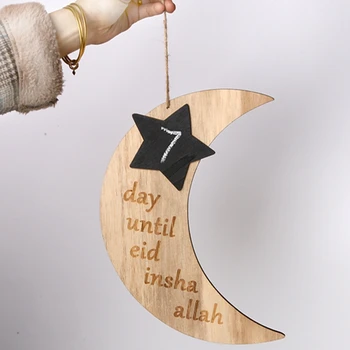 Islam Ramadánu Časovač EID Mubarak Prichádza Prívesok Moon Star Doska DIY Plavidlá Domova