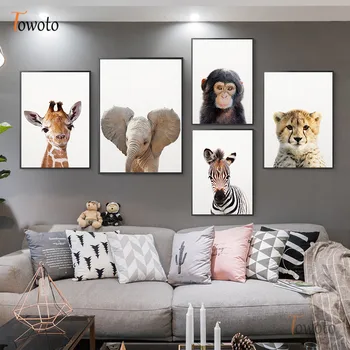 Safari Wildlife Zviera Tlače Wall Art Zebra, Žirafa, Lev, Plátno, Maľovanie Deti Plagát Škôlky Obrazy Na Stenu Spálne Dekor