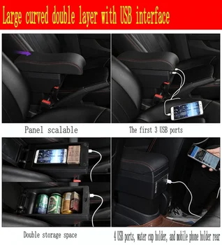 Pre Toyota Yaris L New Vios opierkou box centrálny sklad obsah Úložný box s držiak popolníka USB rozhranie-2017