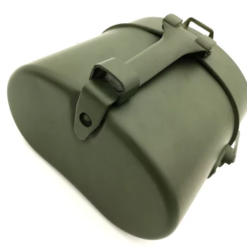 Zelená Prenosné Nepresakuje Nádoba Hliníkový Dlhý Sieťový Vonkajšie Riad Bento Prežitie Camping Lunch Box Vojenské Turistika Trvanlivé
