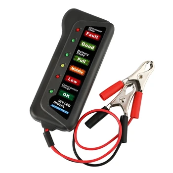 12V Digitálny Akumulátora Tester pre Auto, Motocykel, Alternátor 6 LED Svetiel, Digitálny Batéria Alternátor Tester