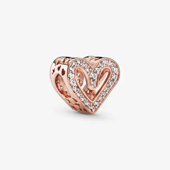 Populárne Srdce Šperky 925 Sterling Silver Šumivé voľnou rukou Pin Srdce Kúzlo Striebro fit Pôvodné Pandora Náramky Ženy Šperky