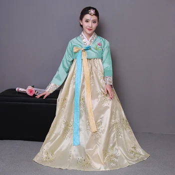 Sequined kórejský Kroji Hanbok Žena Kórea Palác Kostým Hanbok Šaty Národnej Tanečné Oblečenie pre Fáze Show
