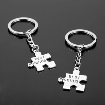 1 Pár Puzzle Tlačidlo Krúžky Najlepšími Priateľmi Keychain Módne Šperky Písmená Prívesky Prívesok Na Príslušenstvo Priateľstvo Darček