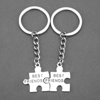 1 Pár Puzzle Tlačidlo Krúžky Najlepšími Priateľmi Keychain Módne Šperky Písmená Prívesky Prívesok Na Príslušenstvo Priateľstvo Darček
