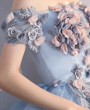 Župan De Soiree 2020 Nový Elegantný Krátky Rukáv Ramena Klasické 3D Kvety plesové Šaty, Quinceanera Šaty 2021