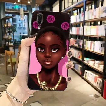 Melanín čierny Dievča ženy Cartoon Coque Telefón puzdro Na Huawei P9 P10 P20 P30 Pro Lite smart Mate 10 Lite 20 Y5 Y6 Y7 2018 2019