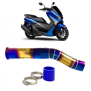 Pražené Modrá Nerezová Oceľ Filter Trubice Motocykel Príjem Otvor Uprostred Prepojenie Potrubia pre YAMAHA NMAX155 C