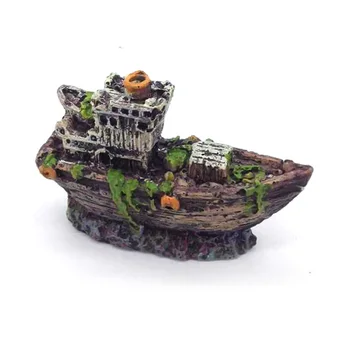 Akvárium Ornament Vrak Potopená Loď Krajiny Čln Fish Tank Mini Potopenú Loď Živice Loď Model Akvárium Záhradné Dekorácie