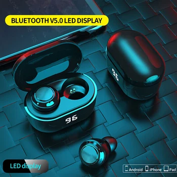 TWS 5.0 Bluetooth Slúchadlá Bezdrôtové Slúchadlá Stereoe Slúchadlá Micophone Headest Mini 300mAh Herné slúchadlá Pre Android IOS 2021