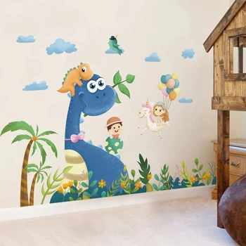 Cartoon Dinosaura Zvieratá Samolepky na Stenu DIY Coconut Tree nástenná maľba Obtlačky pre Dom Deti Izby Baby Girl Spálne Dekorácie, Tapety