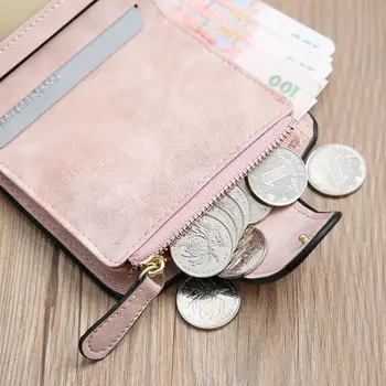 Dámske módne wallet PU kožené farbou krátke mince kabelku strane karty mini taška taška