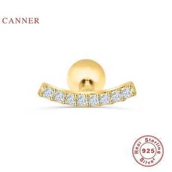 CANNER Reálne 925 Sterling Silver Šperky Pre Ženy Jednom Riadku Troch Štvorcových Sedmokrásky Prebodol Piercing Stud Náušnice Šperky