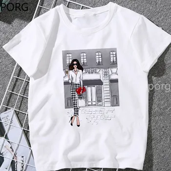 Letné Ženy T-shirt 2020 Móda Krása Šampanské Vzor Tlač Tričko Harajuku Voľný čas Streetwear Ženské Oblečenie Top