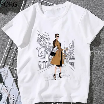 Letné Ženy T-shirt 2020 Móda Krása Šampanské Vzor Tlač Tričko Harajuku Voľný čas Streetwear Ženské Oblečenie Top