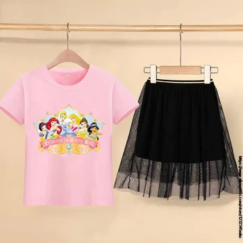 Disney Princezná Deti Oblečenie Dievčatá Oblečenie T-Shirt+Sukne Oblečenie, Detský Oblečenie Dievčatá Tepláková Súprava Vyhovovali Batoľa Dievča Oblečenie Set Sa