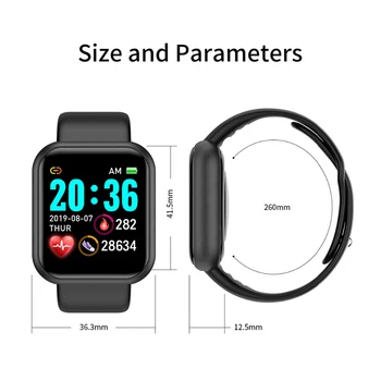D20 Pro Y68 Smart Hodinky Bluetooth Fitness Tracker Športové Hodinky Srdcového tepu, Krvného Tlaku Inteligentný Náramok pre Android IOS