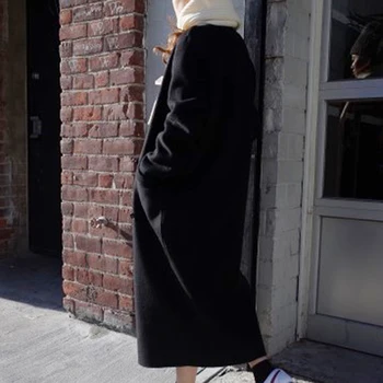 Ženy Dlhý Kabát Dlhý Rukáv Office Nosiť Elegantné Kabáty Dvojité Breasted Široký Strede Zúžený Vrecku Bežné Čierna Khaki Kabát Zimný Ženy