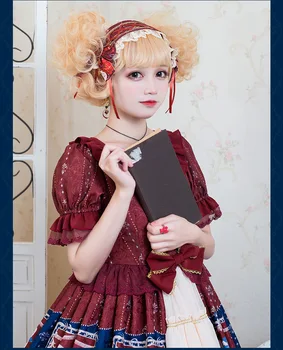 Anglicko škole štýl sladké lolita šaty retro čipky bowknot mäkké dievča tlač viktoriánskej šaty kawaii dievča gothic lolita op