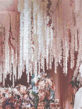 Umelý Hodváb Wisteria Kvet Pre DIY Svadobné Arch Námestie Ratan Simulácia Kvety Stene Visí Kôš Môže Byť Rozšírenie