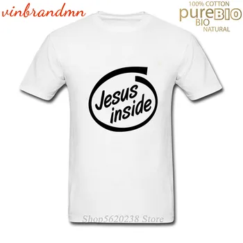 Ježiš vo Vnútri T Shirt Mužov Klasické Ježiš Módne náboženské kríž Tričko Značky odevov Grafické Letné Topy Oblečenie Lumbálna Tee Mužov